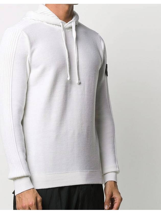 Men's Shadow Project Waffen Patch Hooded Ribbed Knit Top White - STONE ISLAND - BALAAN 4