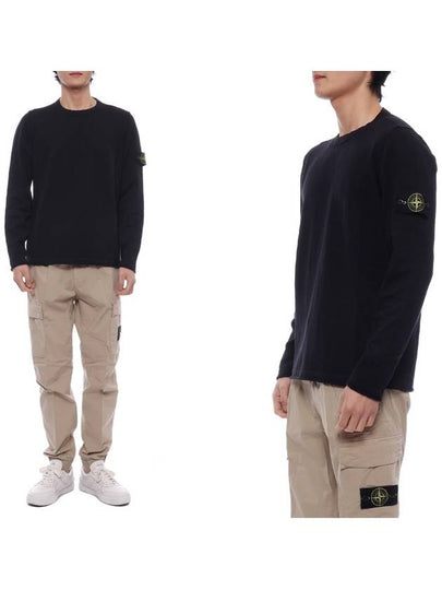 Compass Badge Ribbed Cotton Knit Top Black - STONE ISLAND - BALAAN 2