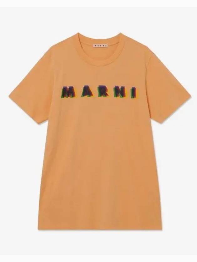 3D Logo Print Cotton Short Sleeve T-Shirt Tangerine - MARNI - BALAAN 2