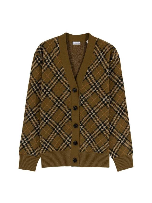 Check Wool Mohair Blend Cardigan Brown - BURBERRY - BALAAN 2