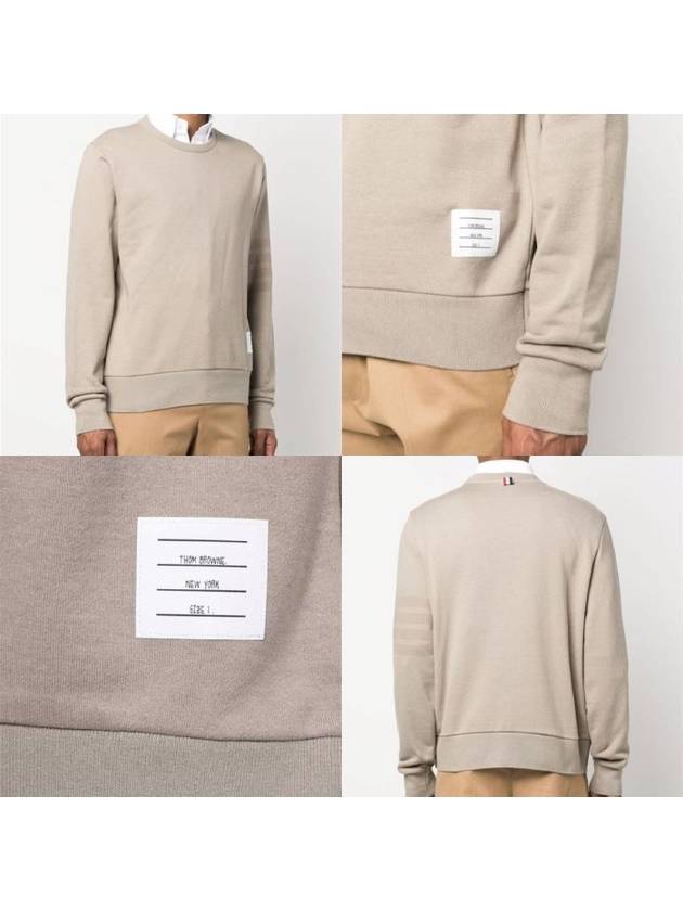 Classic Loopback Tonal 4 Bar Crewneck Knit Top Beige - THOM BROWNE - BALAAN 8