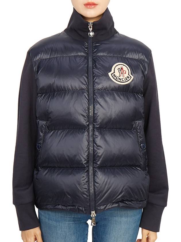 Logo Patch Knit Padded Zip-up Jacket Navy - MONCLER - BALAAN 2