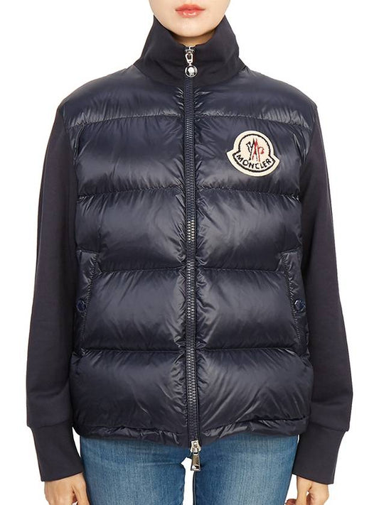 logo patch knit padded zip-up jacket navy - MONCLER - BALAAN 2