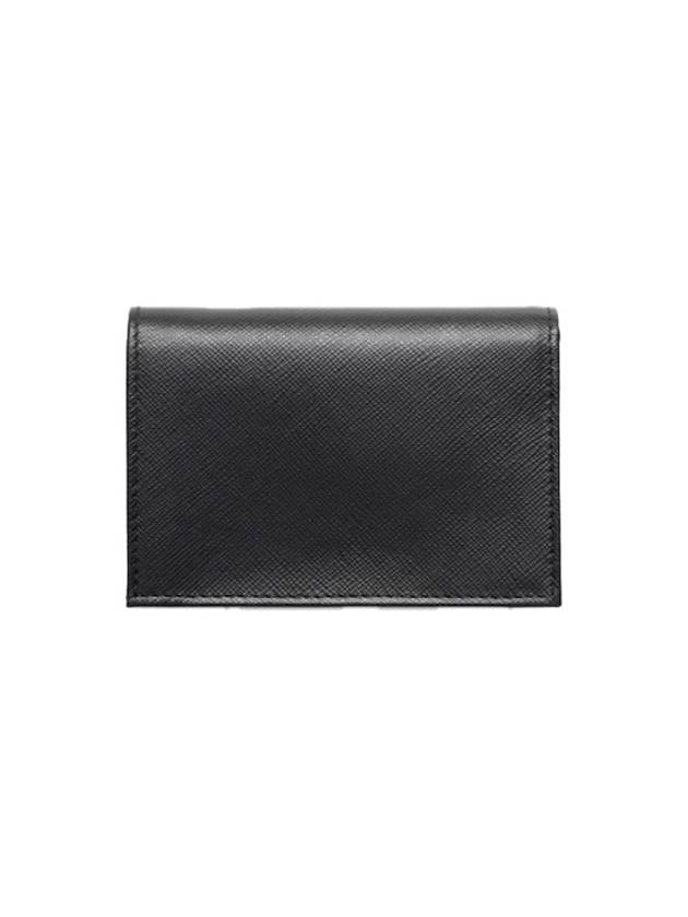 Small Saffiano Leather Half Wallet Black - PRADA - BALAAN 4