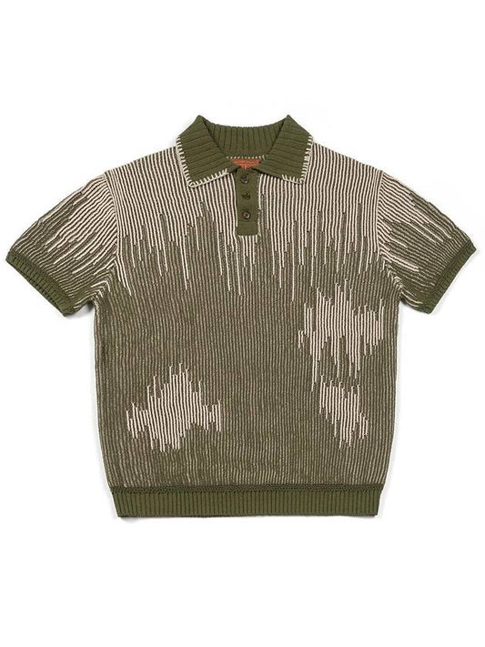 Men's I4SN03KH Artificial Meteor Shower Collar Short Sleeve Knit Khaki - IOEDLE - BALAAN 2