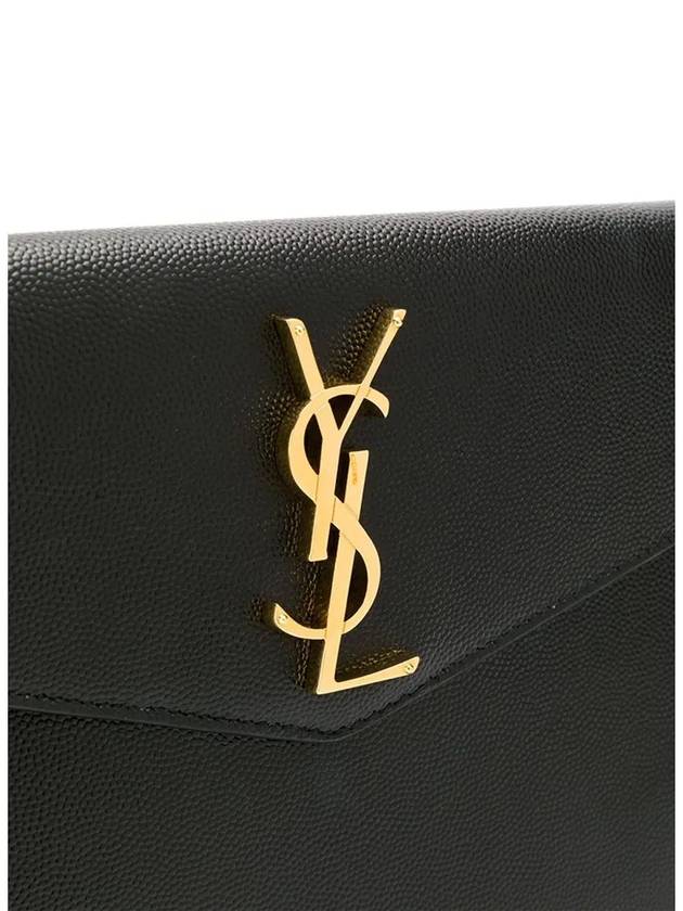 Uptown Grain de Poudre Embossed Leather Clutch Bag Black - SAINT LAURENT - BALAAN 5