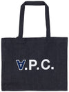 Front Logo Shoulder Tote Bag Indigo Blue - A.P.C. - BALAAN 1