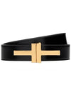 Gold T Double Buckle Belt Black - TOM FORD - BALAAN.
