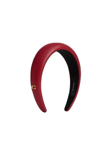 Logo Leather Headband Red - COACH - BALAAN 1