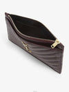 YSL Monogram Gold Tone Logo Chevron Quilted Burgundy Mini Clutch Bag - SAINT LAURENT - BALAAN 4