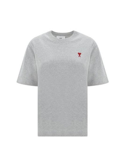 Small Heart Logo Boxy Fit Short Sleeve T-shirt Grey - AMI - BALAAN 1