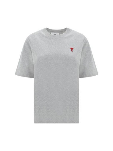 Small Heart Logo Boxy Fit Short Sleeve T-shirt Grey - AMI - BALAAN 1