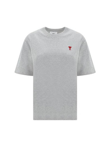 Small Heart Logo Boxy Fit Short Sleeve T-shirt Grey - AMI - BALAAN 1