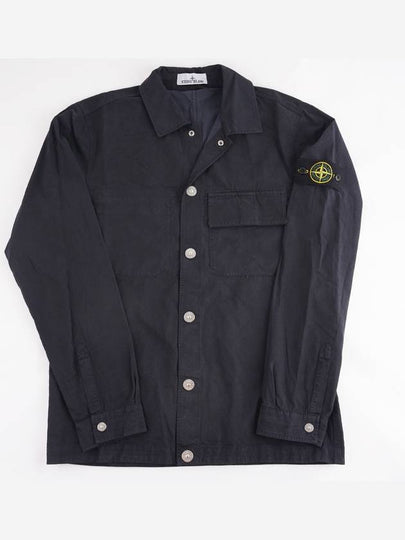 Cupro Cotton Twill Over Long Sleeve Overshirt Jacket Navy - STONE ISLAND - BALAAN 2