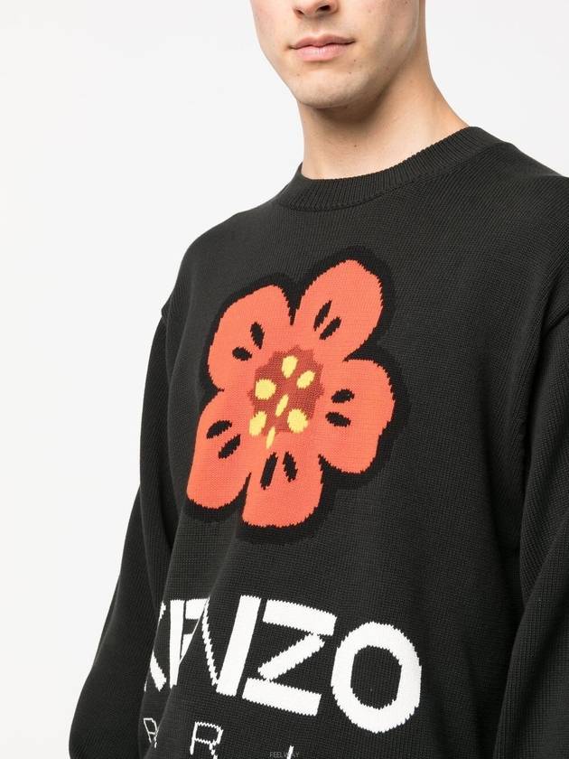 Boke Flower Wool Jumper Knit Top Black - KENZO - BALAAN 5