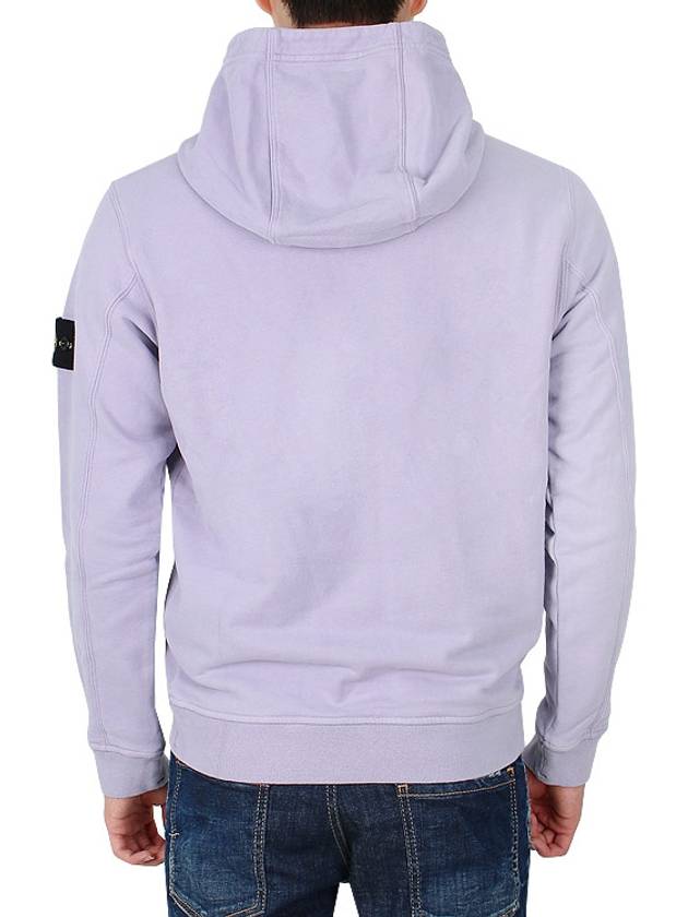 Snap Brushed Cotton Fleece Hoodie Lavender - STONE ISLAND - BALAAN 5