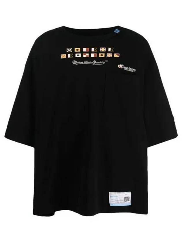 Embroidery Logo Cotton Short Sleeved T-Shirt Black - MAISON MIHARA YASUHIRO - BALAAN 2