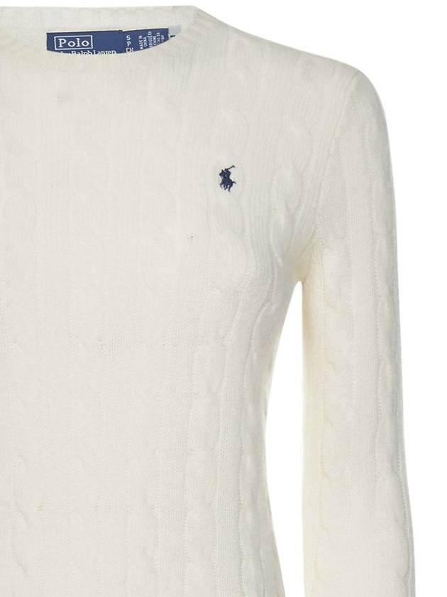 Embroidered Logo Pony Cable Knit Top Cream - POLO RALPH LAUREN - BALAAN 4