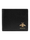 Animalier Bee Leather Half Wallet Black - GUCCI - BALAAN 1