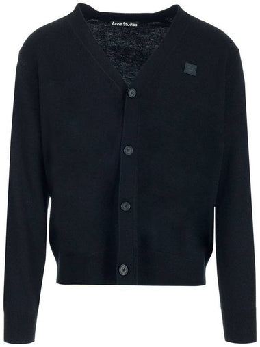 Keve Face Wool V-neck Cardigan Black - ACNE STUDIOS - BALAAN 1