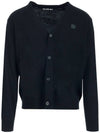 Keve Face Wool V-neck Cardigan Black - ACNE STUDIOS - BALAAN 1