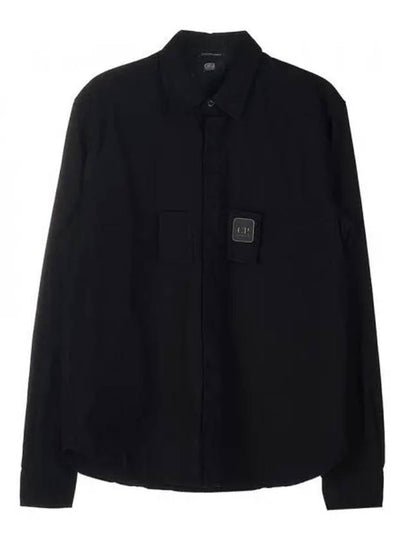 Men's Lens Wappen Gabardine Long Sleeve Shirt Black - CP COMPANY - BALAAN 2