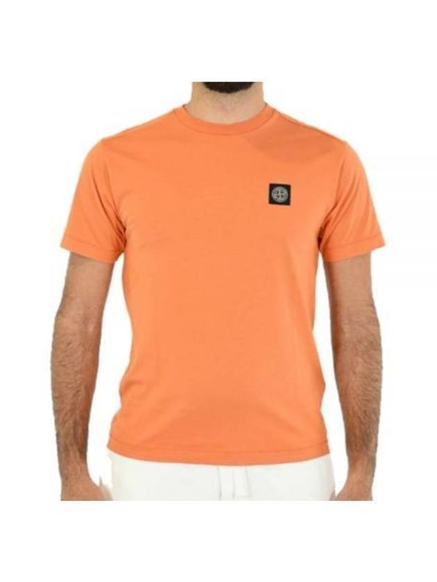 Logo Patch Cotton Short Sleeve T-Shirt Orange - STONE ISLAND - BALAAN 2