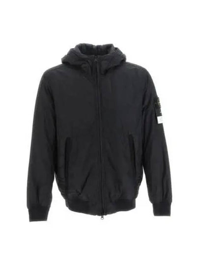 Men's Garment Dyed Crinkle Reps Recycled Nylon Primaloft TC Hooded Jacket Black - STONE ISLAND - BALAAN 2