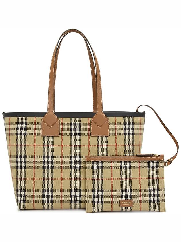 London Check Medium Cotton Tote Bag Archives Beige - BURBERRY - BALAAN 2