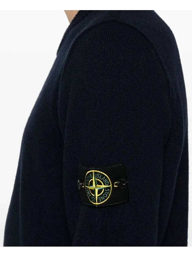 Logo Patch Lambswool Crewneck Knit Top Navy - STONE ISLAND - BALAAN 6