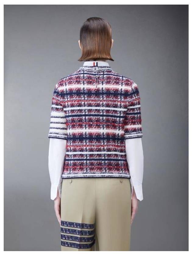 4 Bar Crew Neck Merino Mohair Knit Top Red - THOM BROWNE - BALAAN 3