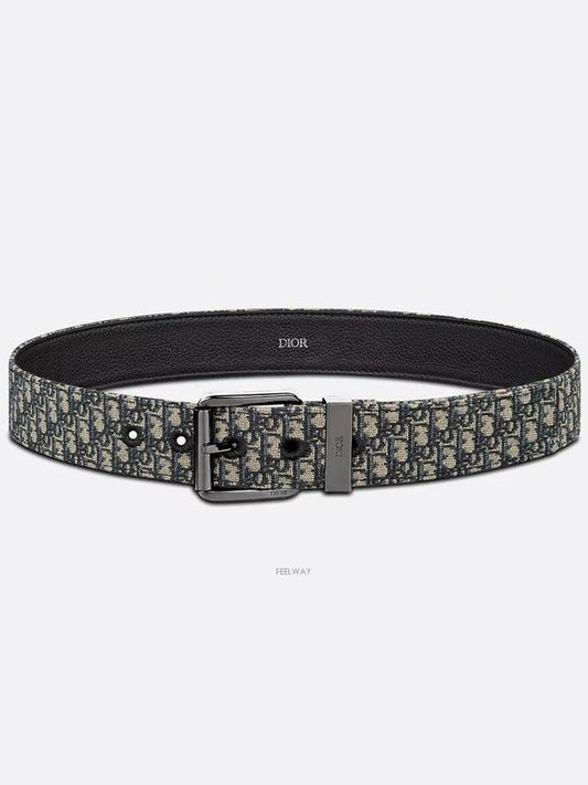 Micro Oblique Jacquard Belt Black Beige - DIOR - BALAAN 2