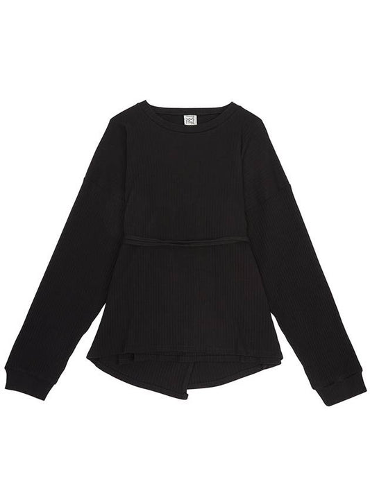 FSHL RIB 000 BLACK Women s Wrap Long Sleeve T Shirt Oversized Fit - BASERANGE - BALAAN 1