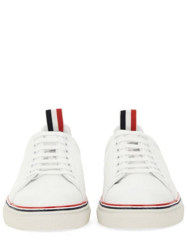 Tennis Vitello Calf Leather Low Top Sneakers White - THOM BROWNE - BALAAN 11