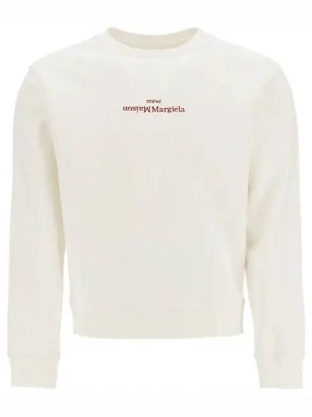 Embroidered Logo Cotton Sweatshirt White - MAISON MARGIELA - BALAAN 2