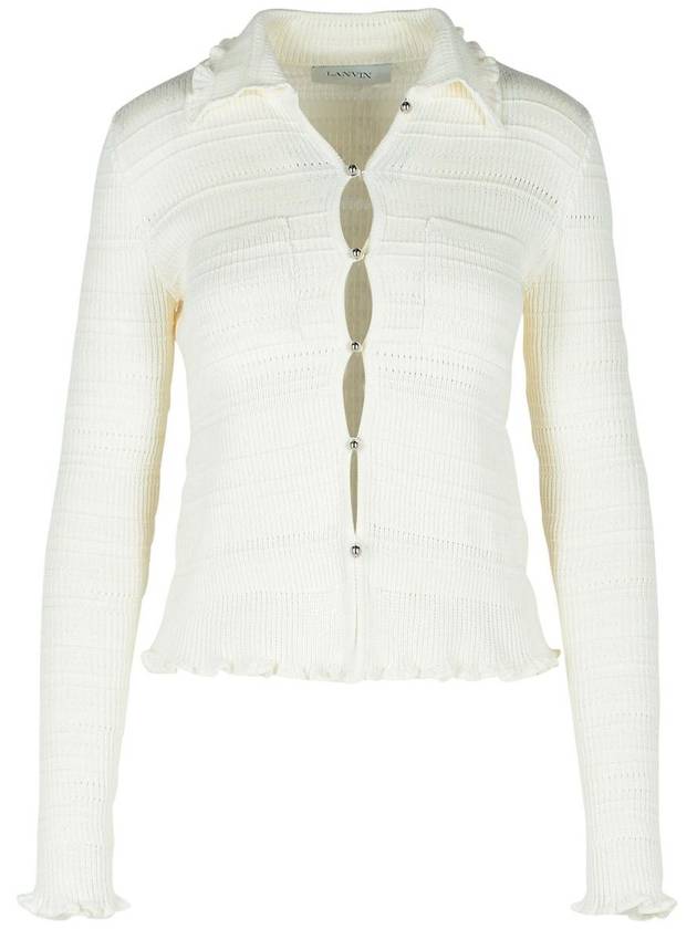 Lanvin 'Ribbed' White Cotton Cardigan - LANVIN - BALAAN 1