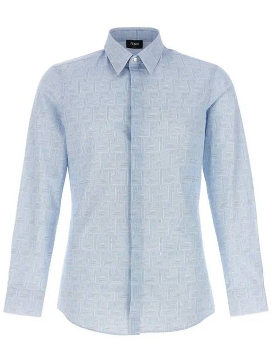 Light Blue Cotton Shadow Shirt FS0585APQHF0QB5 B0560957122 - FENDI - BALAAN 2