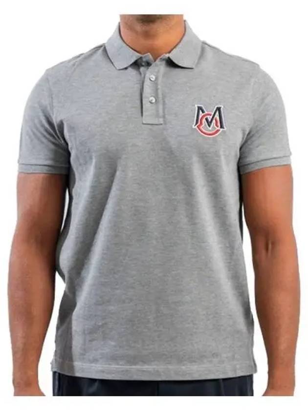 8A00015 84556 984 Big logo patch polo t shirt gray men s TLS 270344 - MONCLER - BALAAN 1