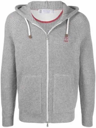 Cashmere English Rib Knit Hooded Cardigan Light Gray - BRUNELLO CUCINELLI - BALAAN 2