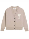 De Coeur Logo Wool Cardigan Light Beige - AMI - BALAAN 2