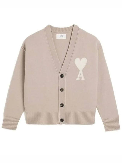 De Coeur Logo Wool Cardigan Light Beige - AMI - BALAAN 2