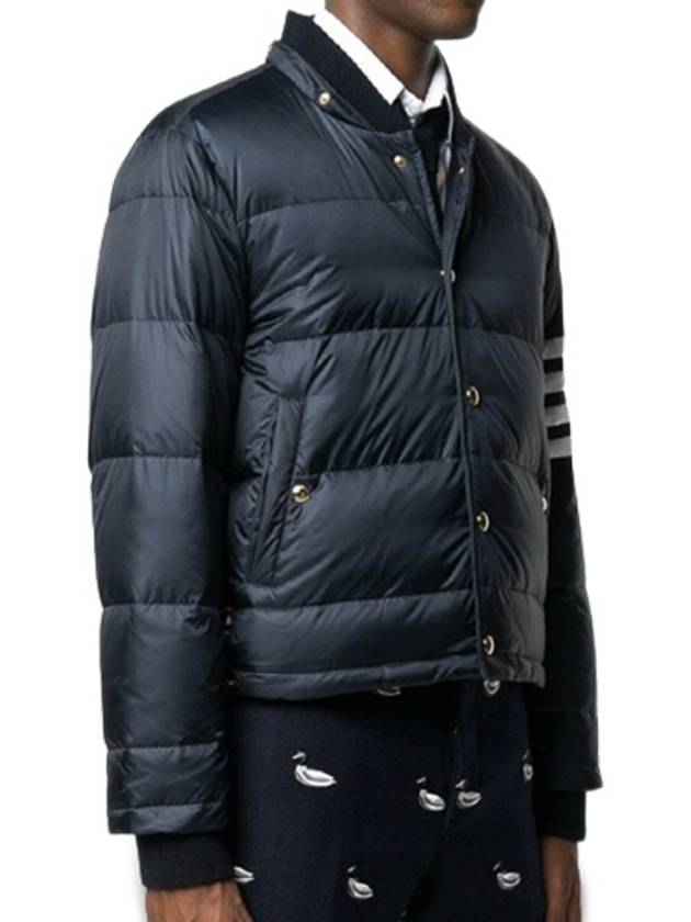 Downfilled Nylon 4-Bar Bomber Padding Navy - THOM BROWNE - BALAAN 3