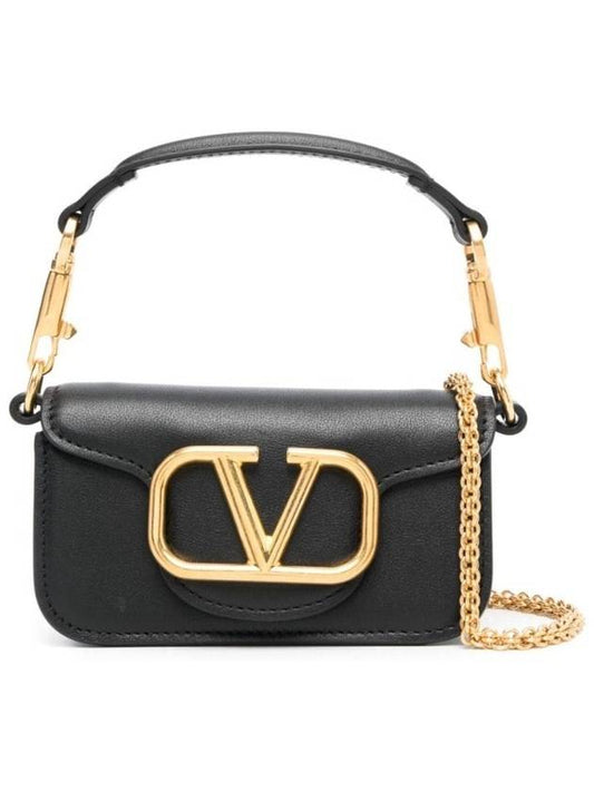 Gold Hardware V Logo Shoulder Bag Black - VALENTINO - BALAAN 2