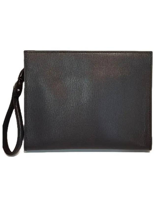 Salvatore Calfskin Strap Clutch Bag Deep Ocean - SALVATORE FERRAGAMO - BALAAN.