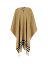 Reversible Check Wool Cashmere Cape Beige - BURBERRY - BALAAN 2