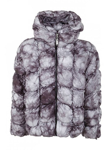 Recycle Tie Dye Down Padded Hooded Jacket Purple - DIESEL - BALAAN 1