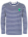 Men's Striped Logo Long Sleeve T-Shirt Blue - COMME DES GARCONS - BALAAN 1