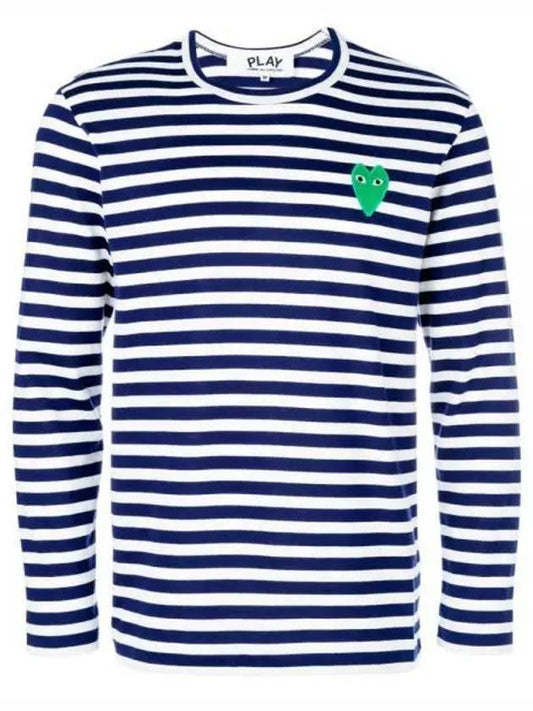 Men's Striped Logo Long Sleeve T-Shirt Blue - COMME DES GARCONS - BALAAN 1