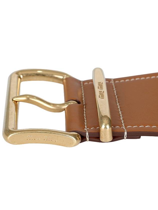 Metal Buckle Leather Belt Caramel - MIU MIU - BALAAN 7