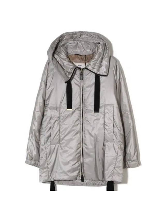 Green Fe Water Repellent Padded Hooded Jacket Grey - MAX MARA - BALAAN 1